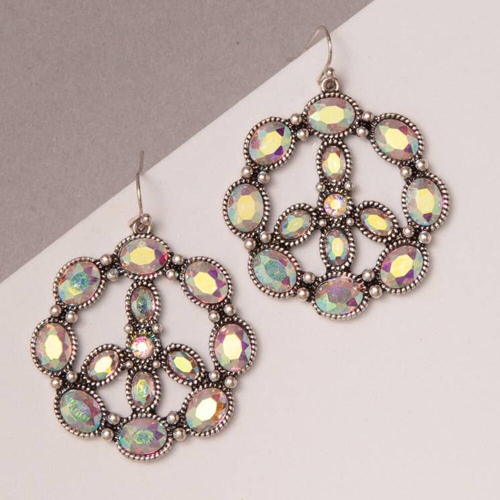 Western Semi-Stone Peace Sign Earrings | Iridescent